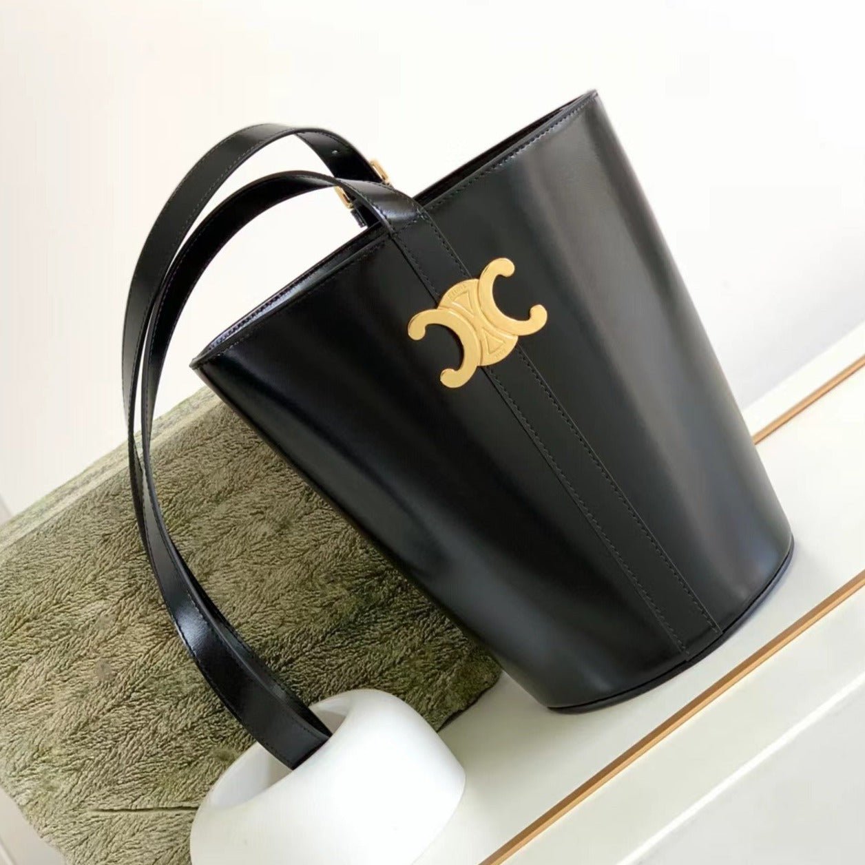 Celine Triomphe Black Bucket 25 Bag