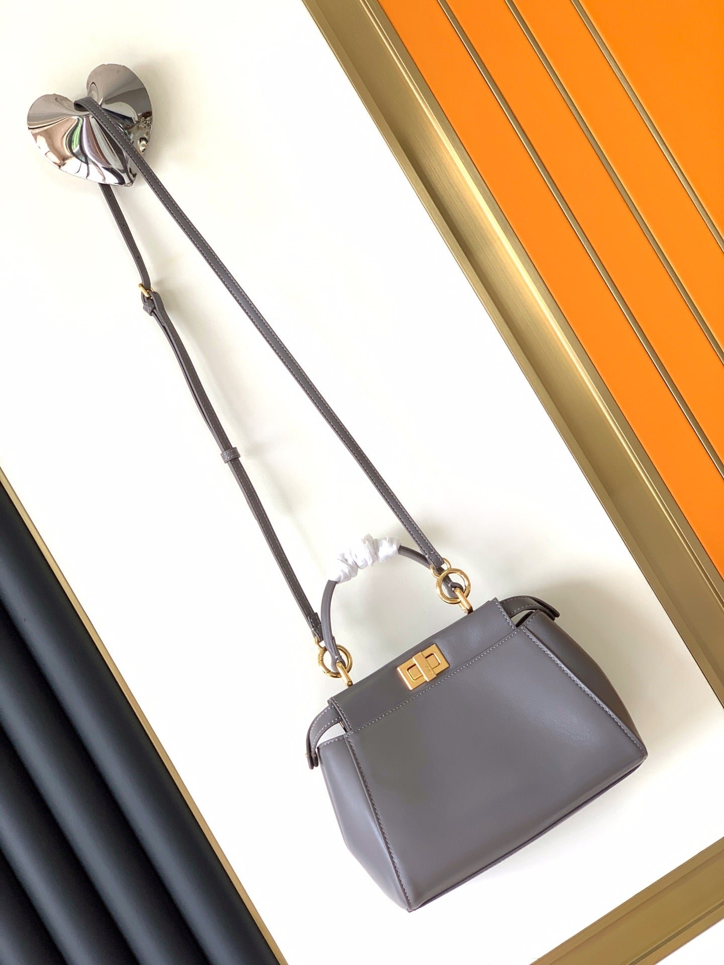 Alternative view of Fendi Peekaboo Mini Taupe Lambskin Gold