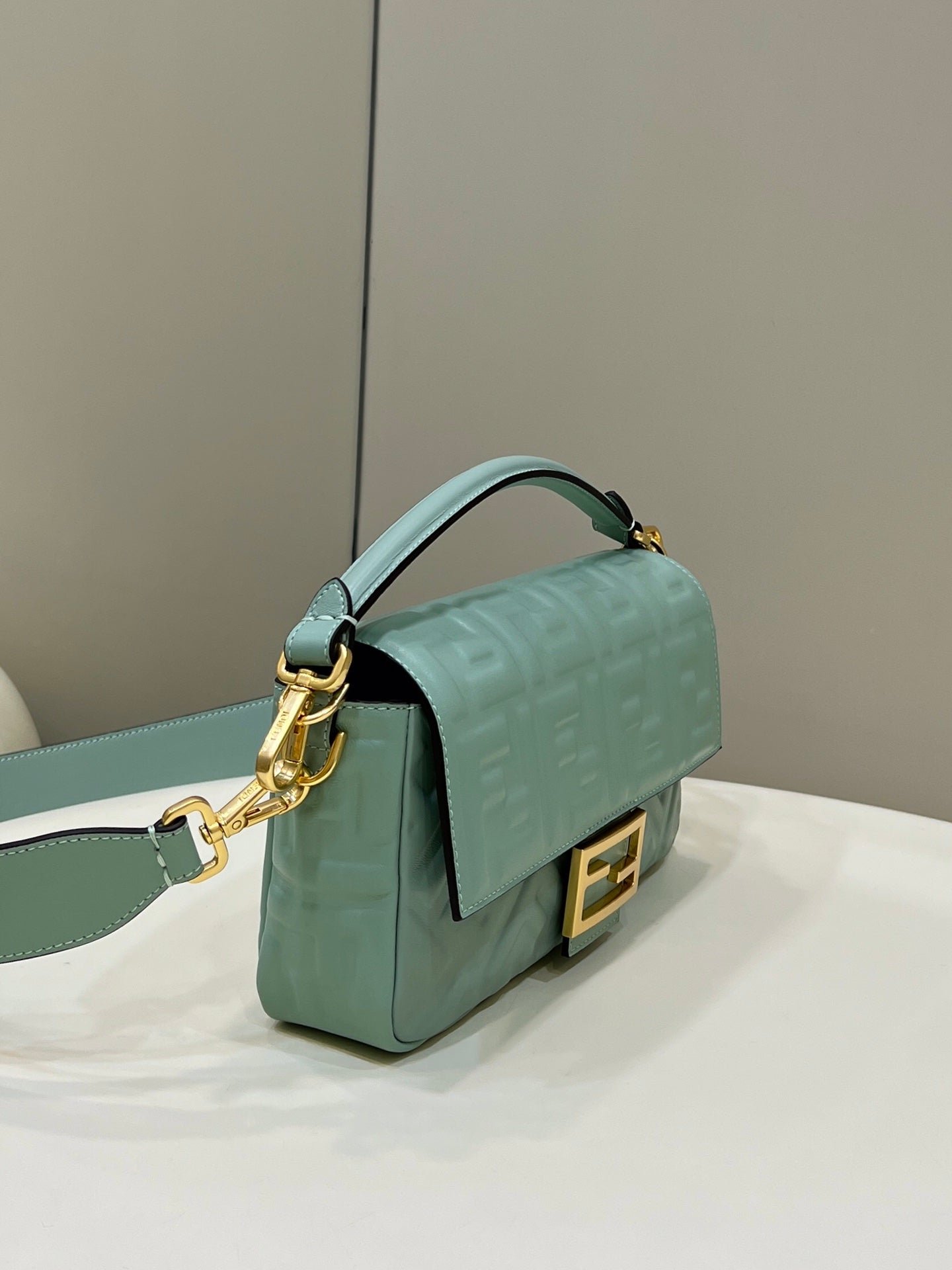 Alternative view of Fendi Baguette 27 Viridian Green Soft Lambskin