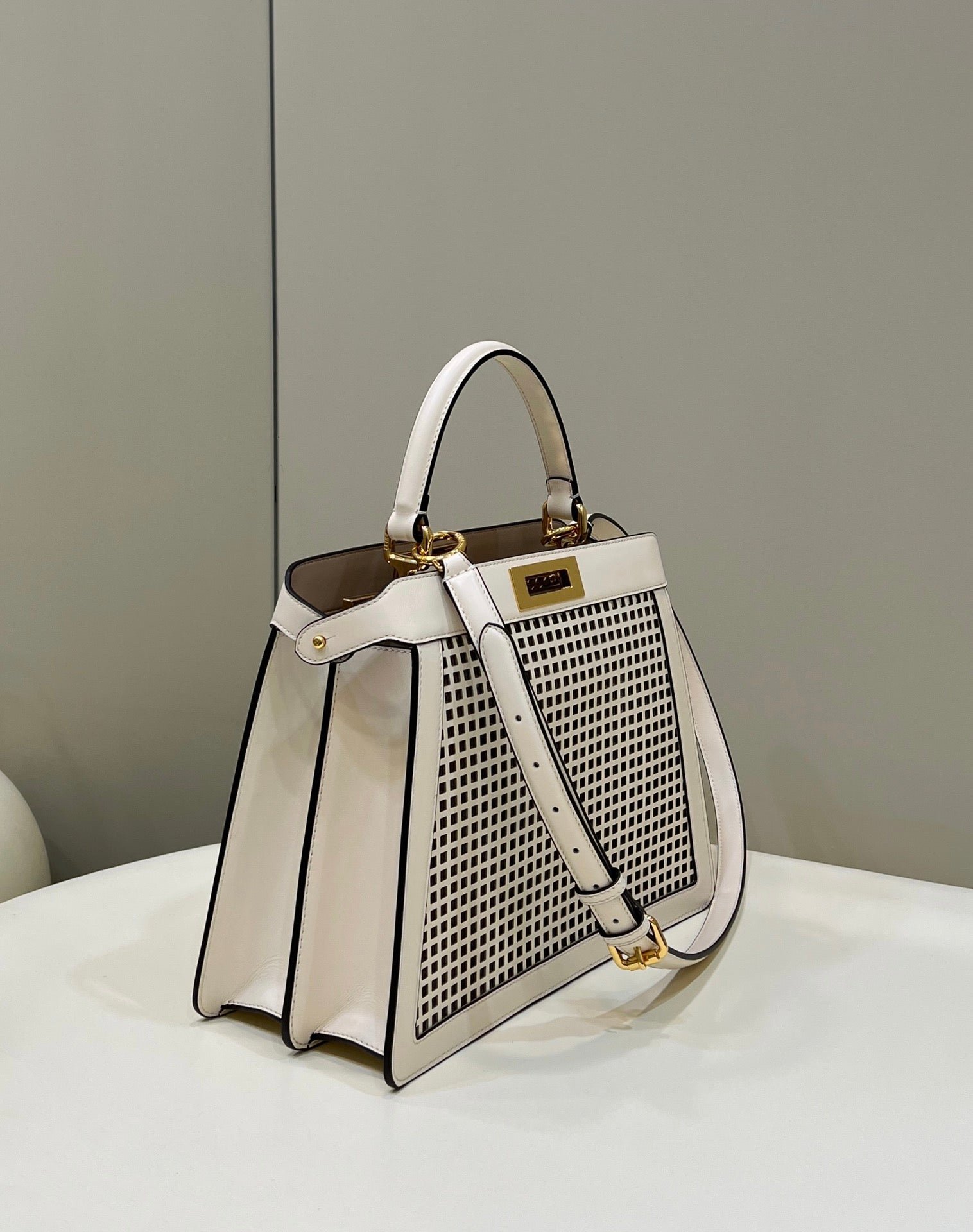 Fendi Peekaboo Iseeu 34 White Perforated Calfskin - Image 3