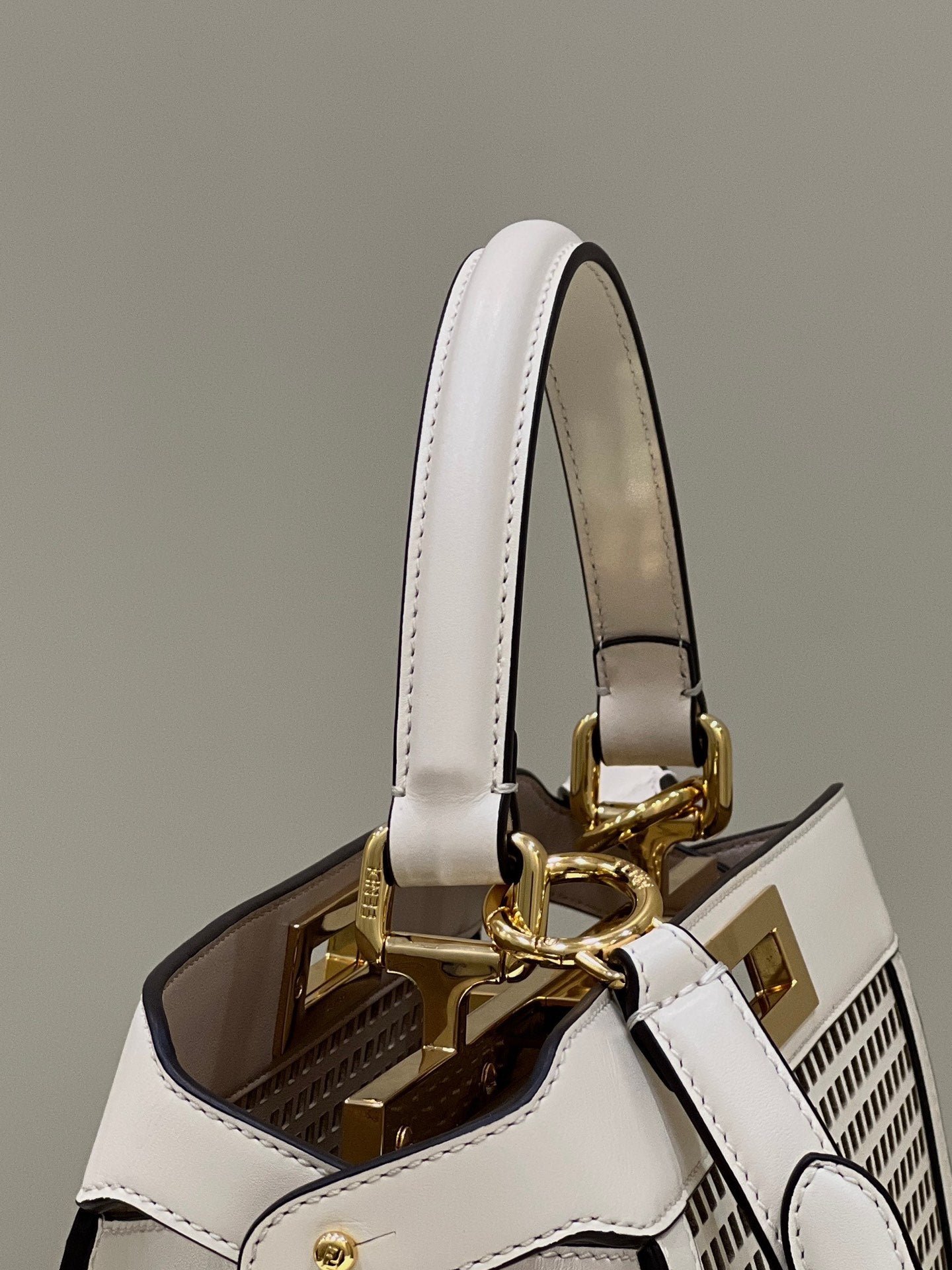 Fendi Peekaboo Iseeu 34 White Perforated Calfskin - Image 4