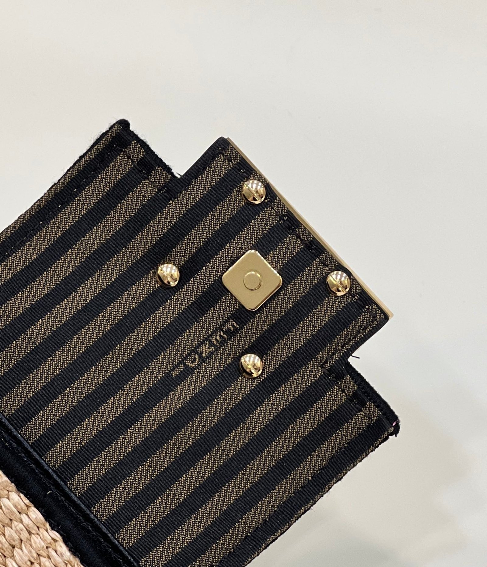 Fendi Nano Baguette 11 Beige Black Raffia Bag - Image 7