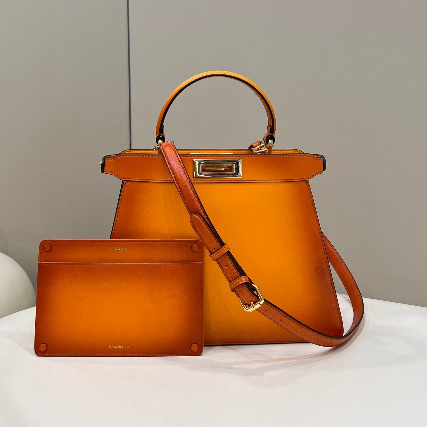 Fendi Peekaboo Iseeu 33cm Orange Ombre Calfskin