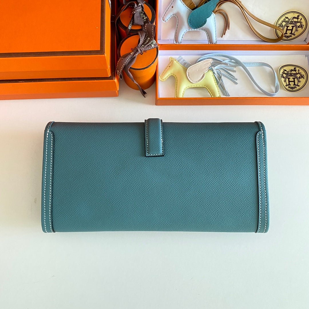 Alternative view of HERMES JIGE ELAN 29 CLUTCH IN AEGEAN BLUE CALFSKIN
