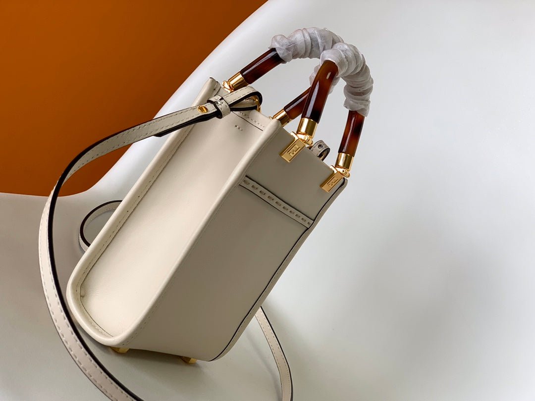 Fendi Mini Sunshine Shopper 18 White Calfskin Bag - Image 3