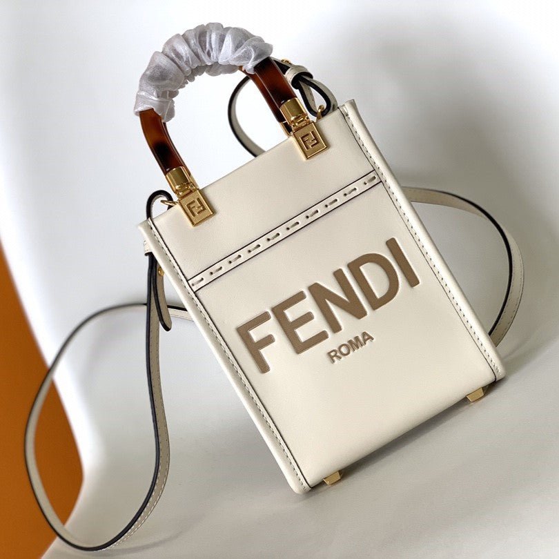 Fendi Mini Sunshine Shopper 18 White Calfskin Bag