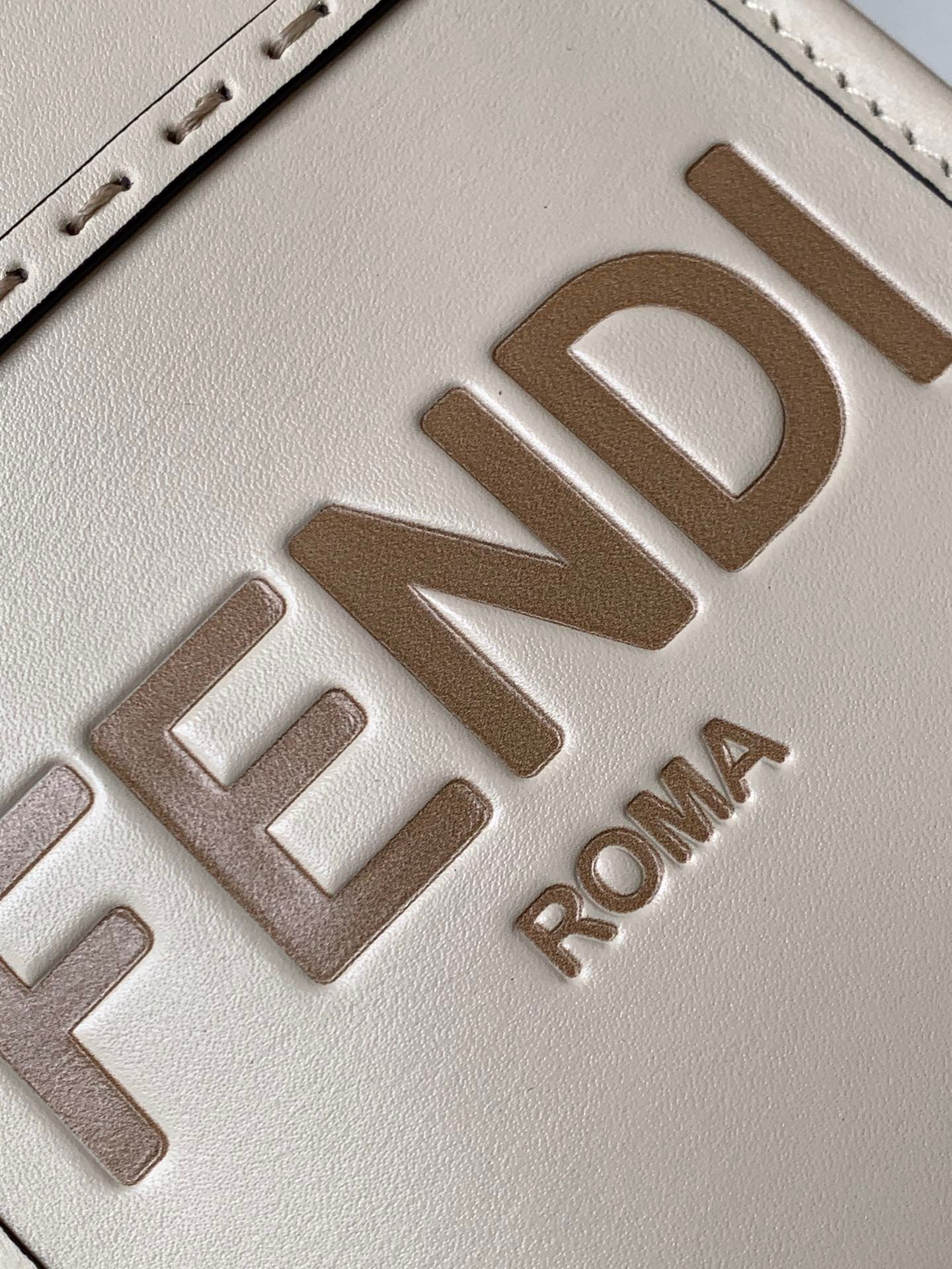 Fendi Mini Sunshine Shopper 18 White Calfskin Bag - Image 7