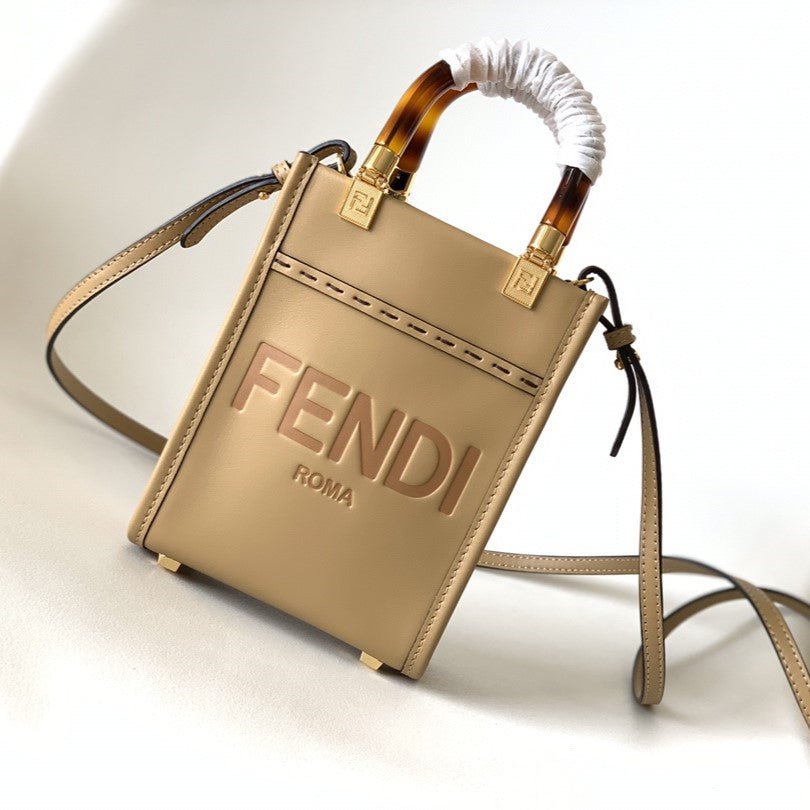 Fendi Mini Sunshine Shopper 18 Beige Calfskin Bag