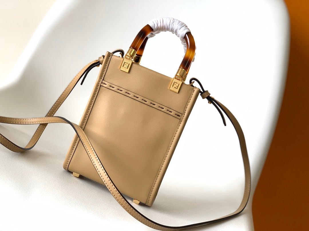 Alternative view of Fendi Mini Sunshine Shopper 18 Beige Calfskin Bag