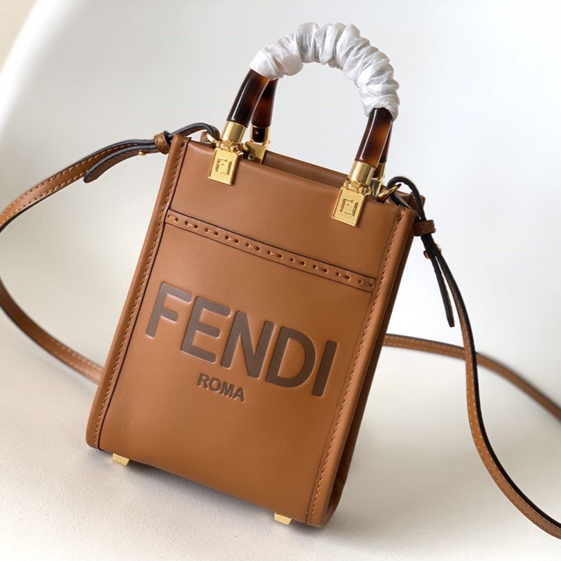 Fendi Mini Sunshine Shopper 18 Tan Calfskin Bag
