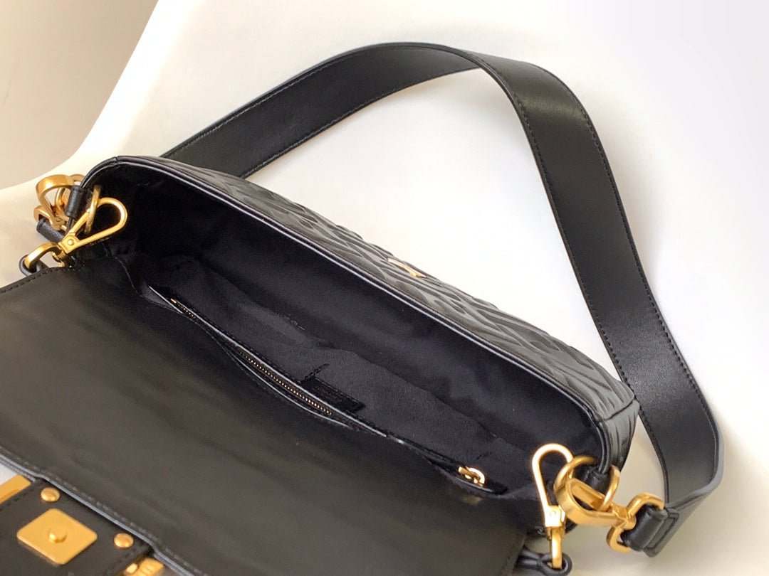 Fendi Baguette 27 Black Motif Calfskin Bag - Image 4
