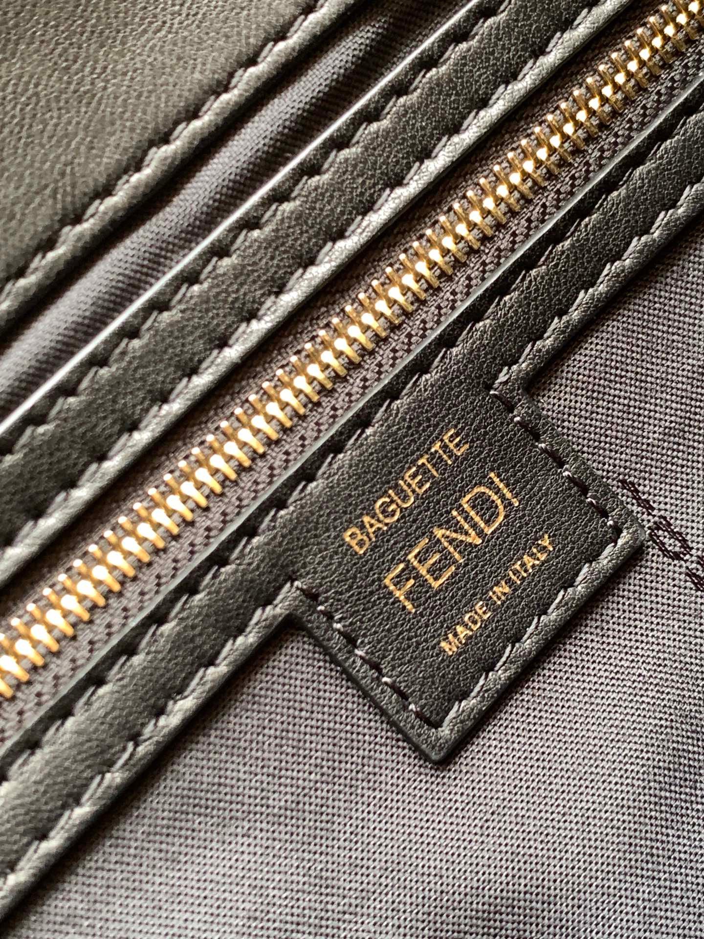 Fendi Baguette 27 Black Motif Calfskin Bag - Image 9