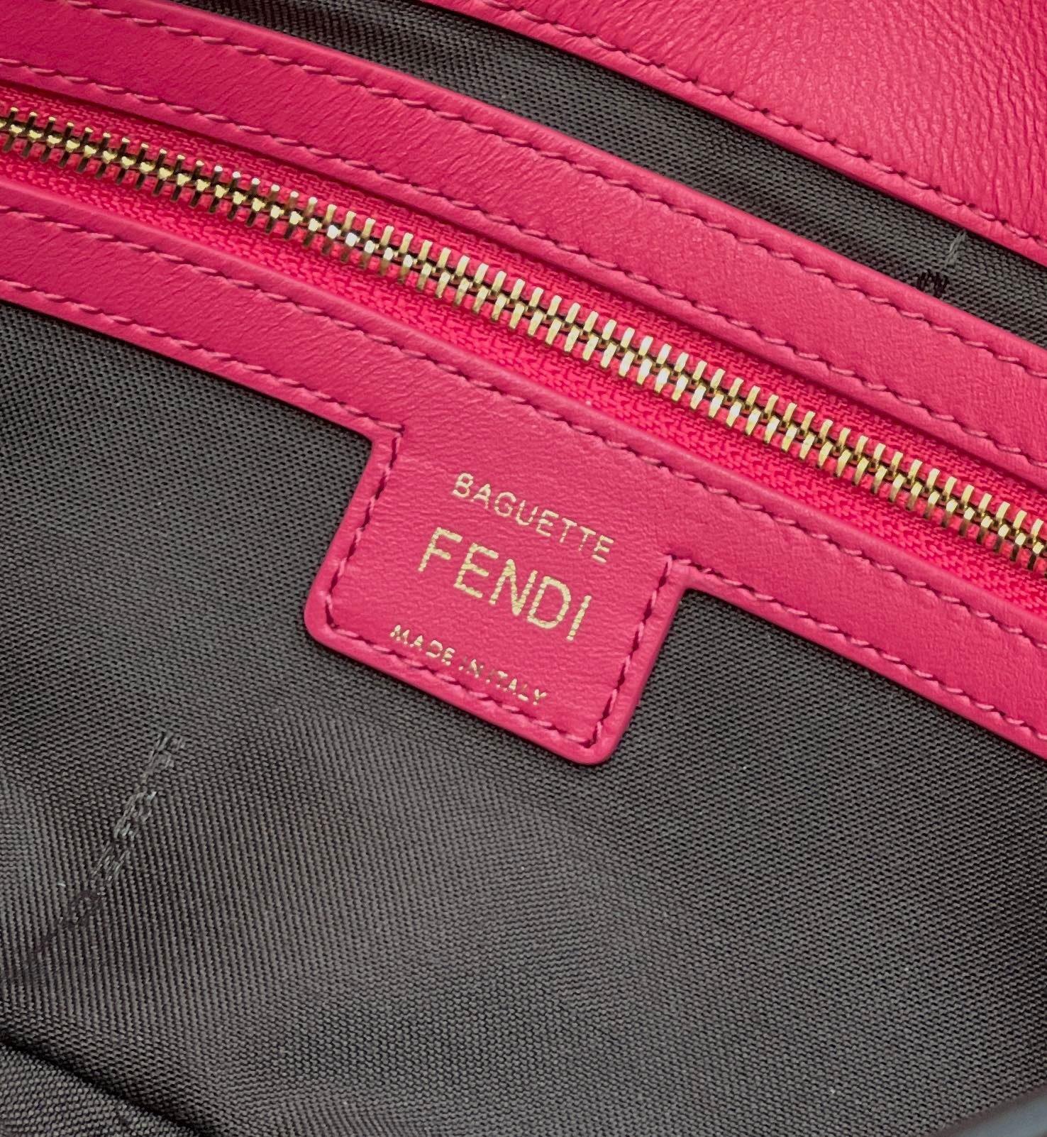 Fendi Baguette 27 Cerise Pink Lambskin Gold - Image 5