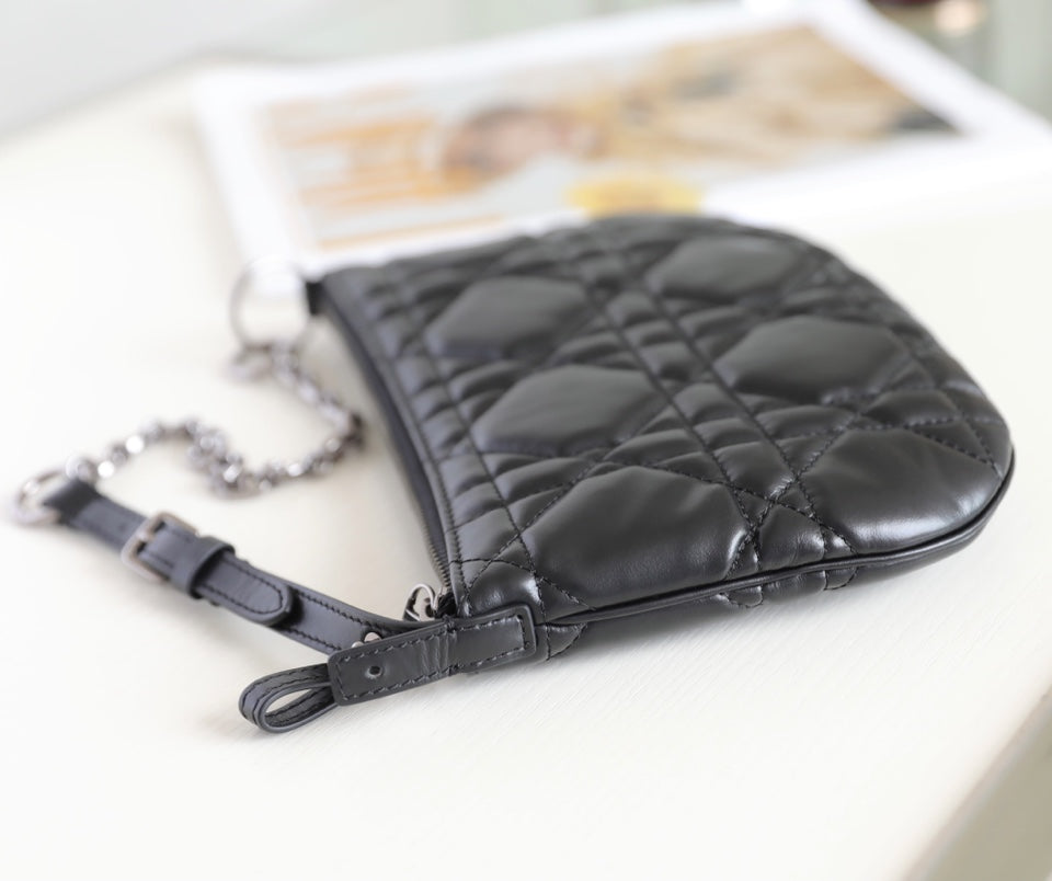 Dior Mini Caro 25 Black Cannage Lambskin Hobo Bag - Image 4