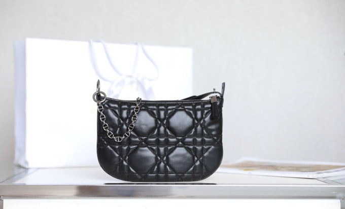 Dior Mini Caro 25 Black Cannage Lambskin Hobo Bag - Image 3