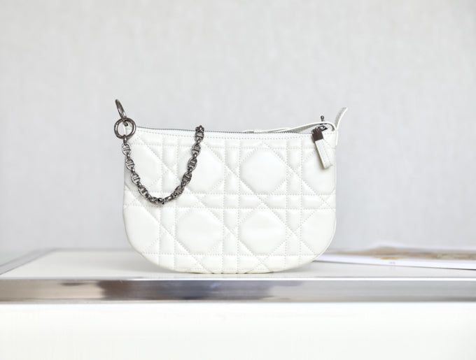 Alternative view of Dior Mini Caro 25 White Cannage Lambskin Hobo Bag