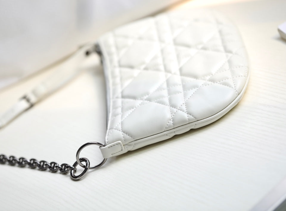 Dior Mini Caro 25 White Cannage Lambskin Hobo Bag - Image 7