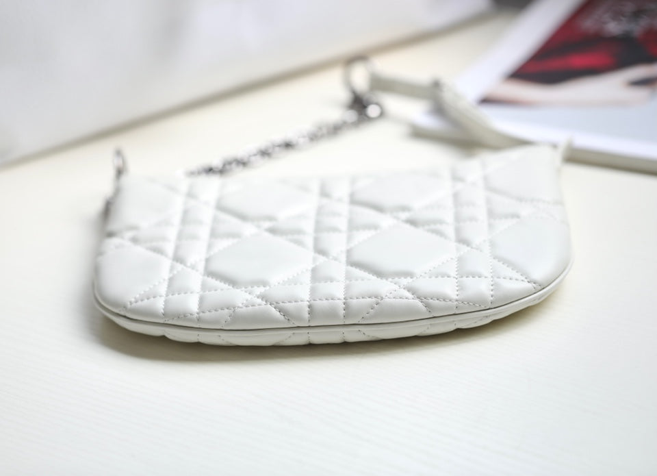 Dior Mini Caro 25 White Cannage Lambskin Hobo Bag - Image 4