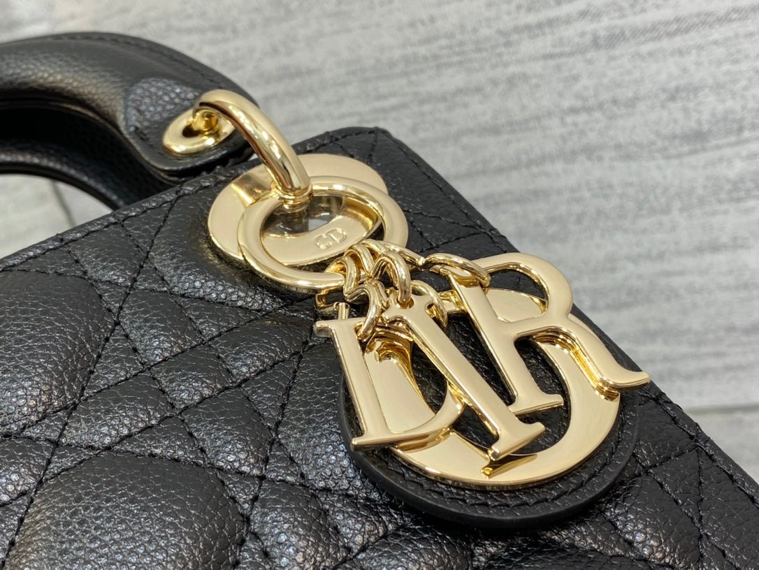 Dior Lady Mini Black Calfskin Gold Hardware Bag - Image 3