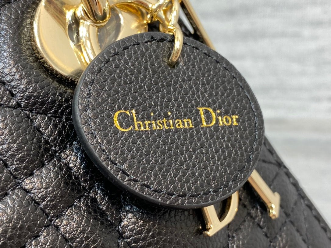 Dior Lady Mini Black Calfskin Gold Hardware Bag - Image 6