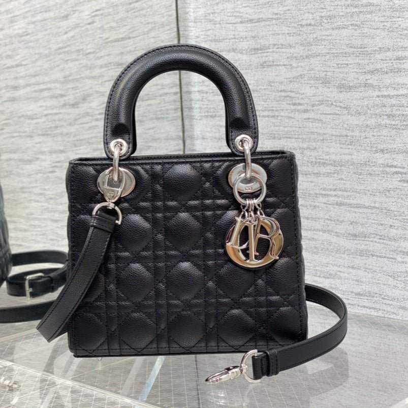 Dior Small Lady Black Calfskin Shoulder Quilted Bag