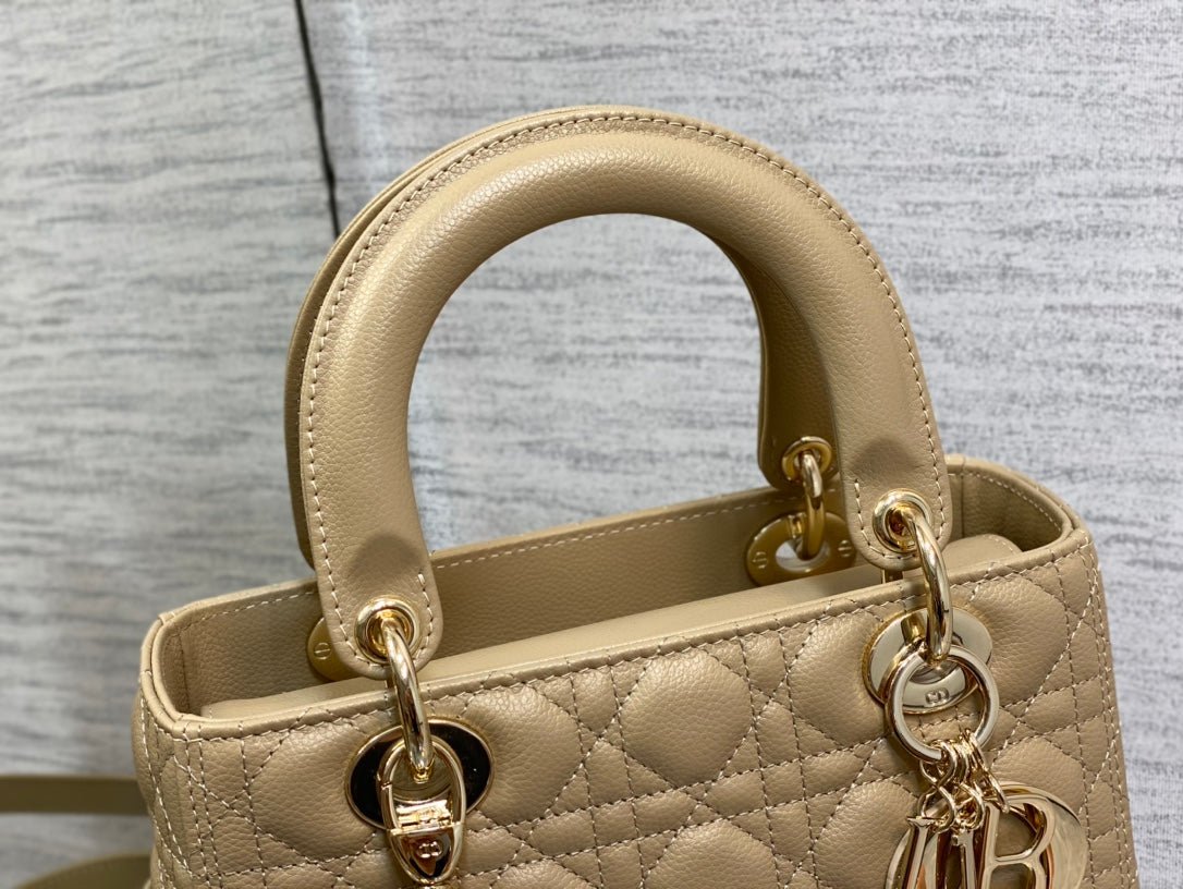 Alternative view of Dior Medium Lady 24cm Ecru Calfskin Quilted Bag