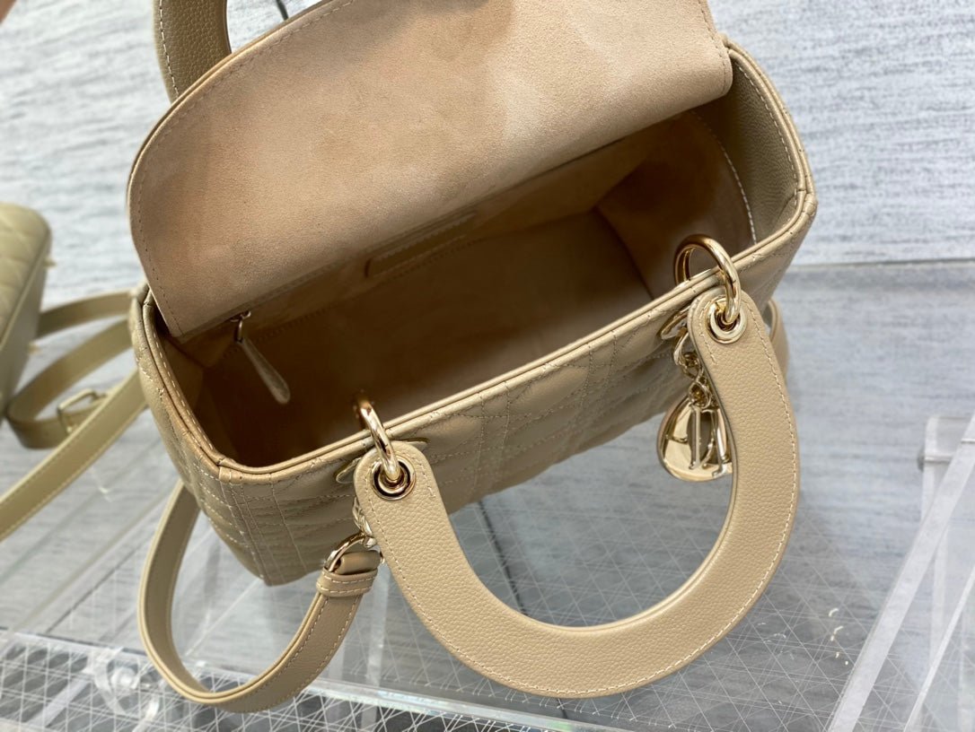 Dior Medium Lady 24cm Ecru Calfskin Quilted Bag - Image 8
