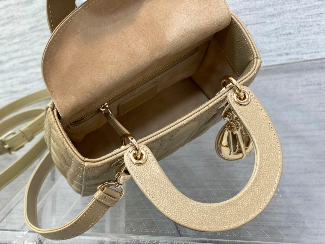 Dior Small Lady Ecru Calfskin Shoulder Quilted Bag - Image 3