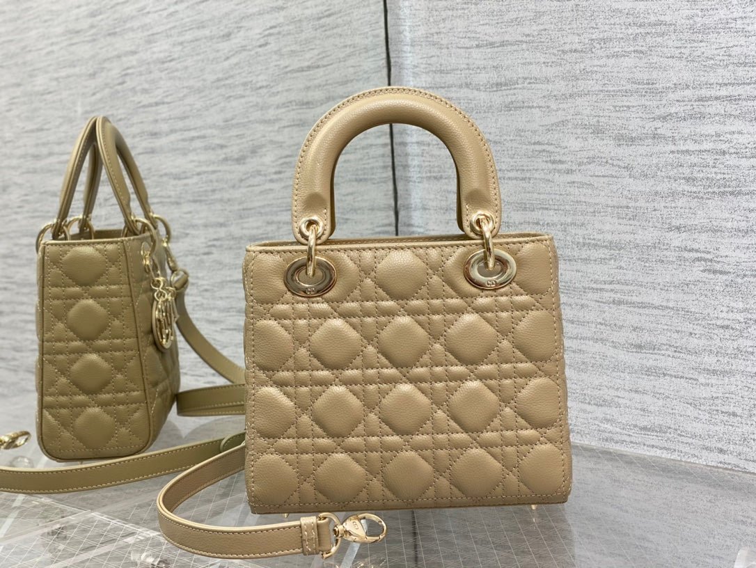 Dior Small Lady Ecru Calfskin Shoulder Quilted Bag - Image 7
