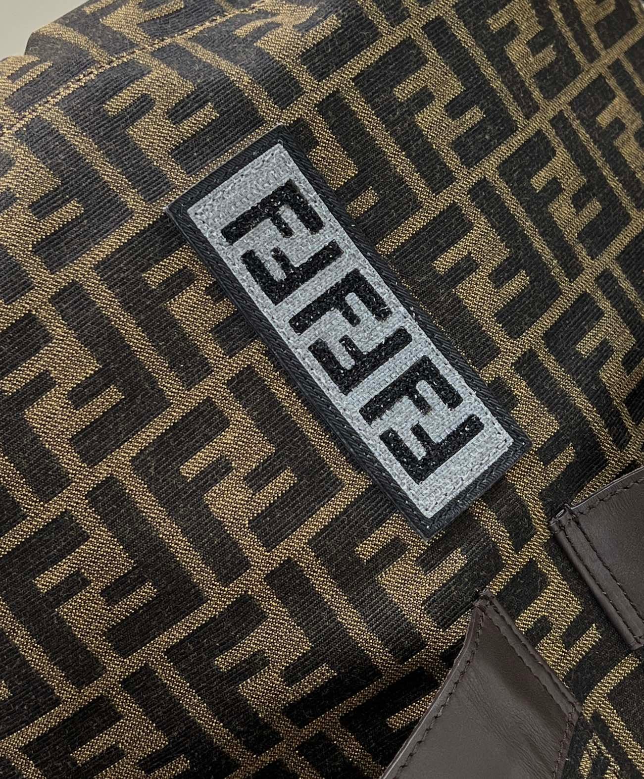 Fendi Strike Large 46 Mocha Brown Jacquard - Image 4