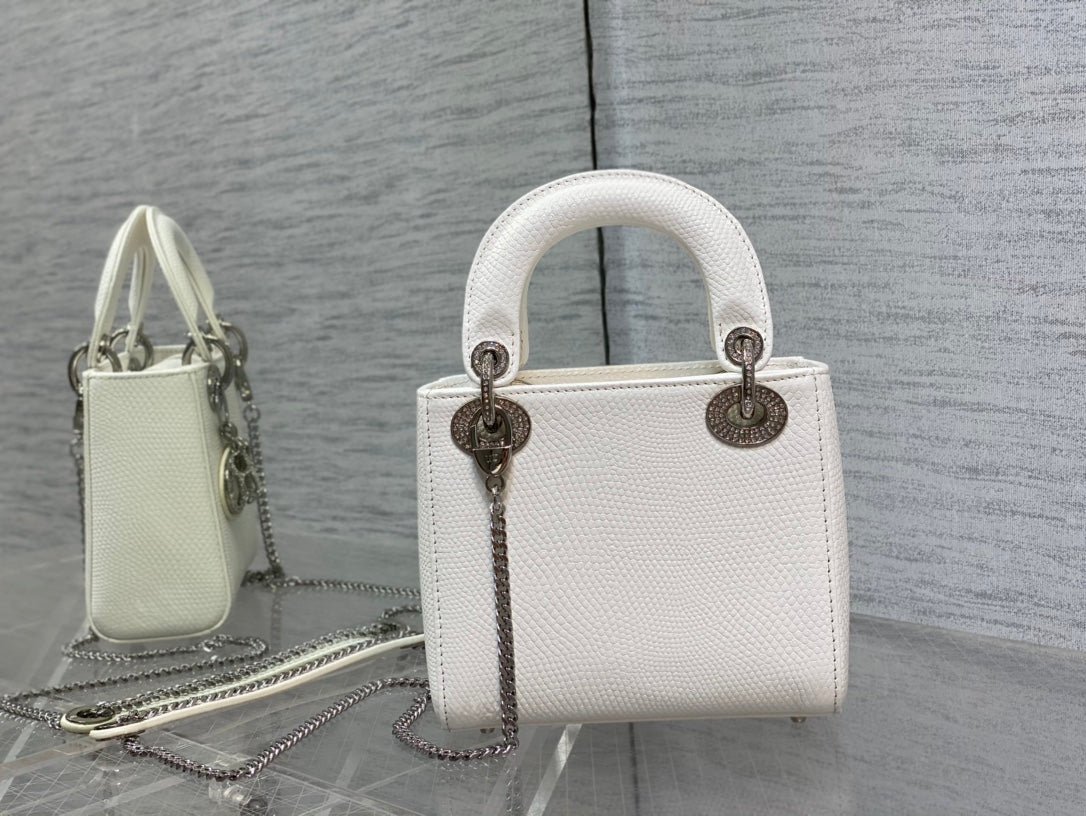 Dior Mini Lady 17 White Embossed Lambskin Bag - Image 3