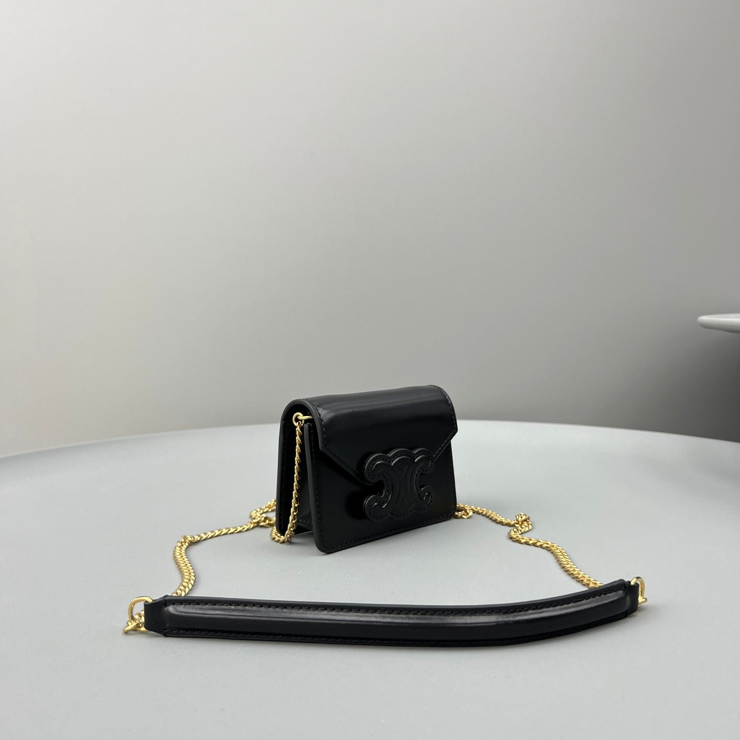 Celine Triomphe Black Calfskin Chain Bag - Image 3