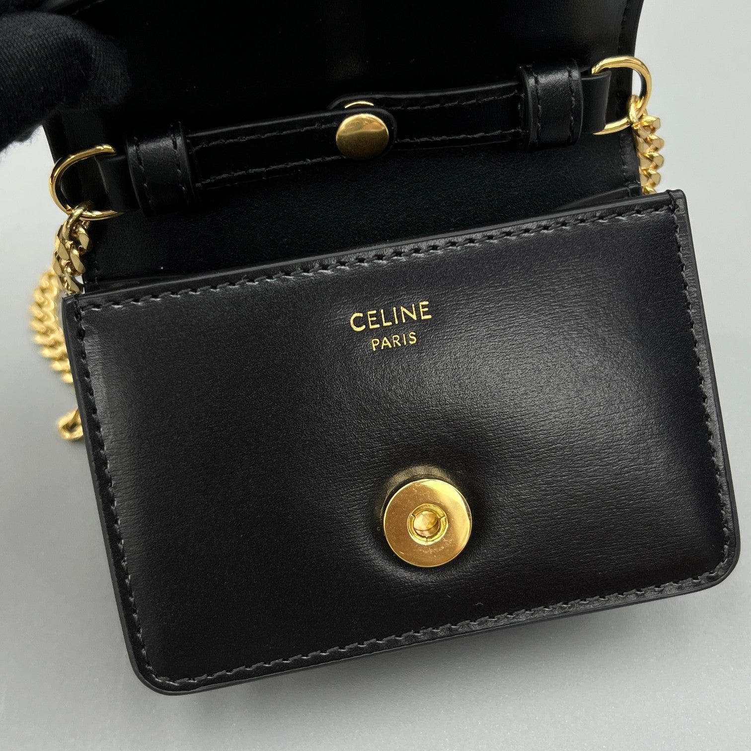 Celine Triomphe Black Calfskin Chain Bag - Image 9