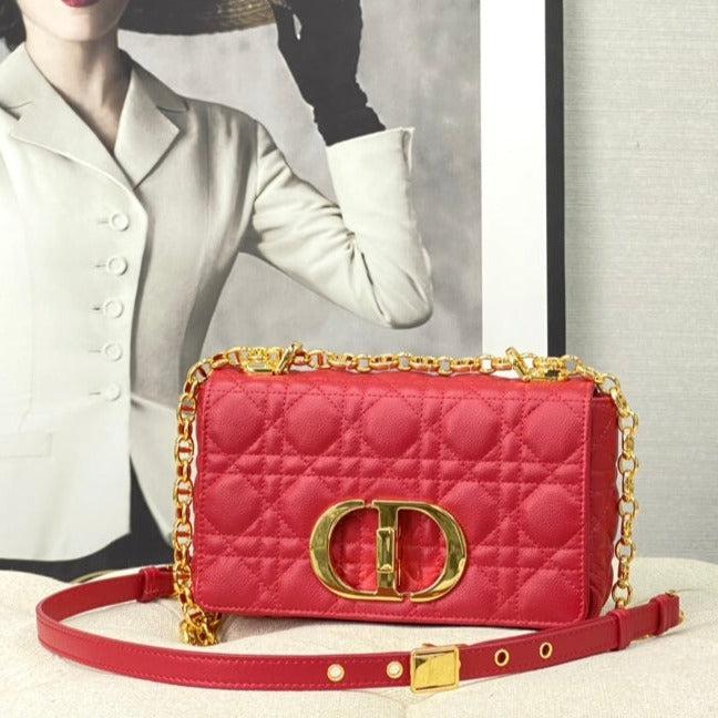 Dior Small Caro Red Calfskin Flap Crossbody Bag