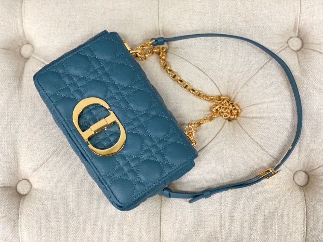 Alternative view of Dior Small Caro Ocean Blue Calfskin Quilted Flap Bag
