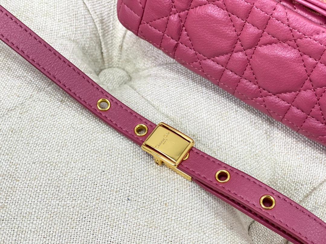 Alternative view of Dior Small Caro Dark Pink Calfskin  Shoulder Bag