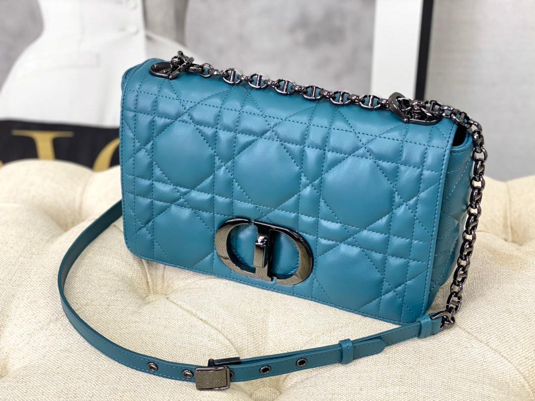 Dior Caro Medium Azure Blue Calfskin Quilted Bag - Image 4