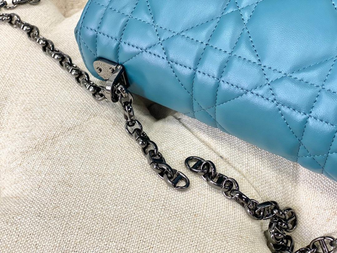 Dior Caro Medium Azure Blue Calfskin Quilted Bag - Image 5