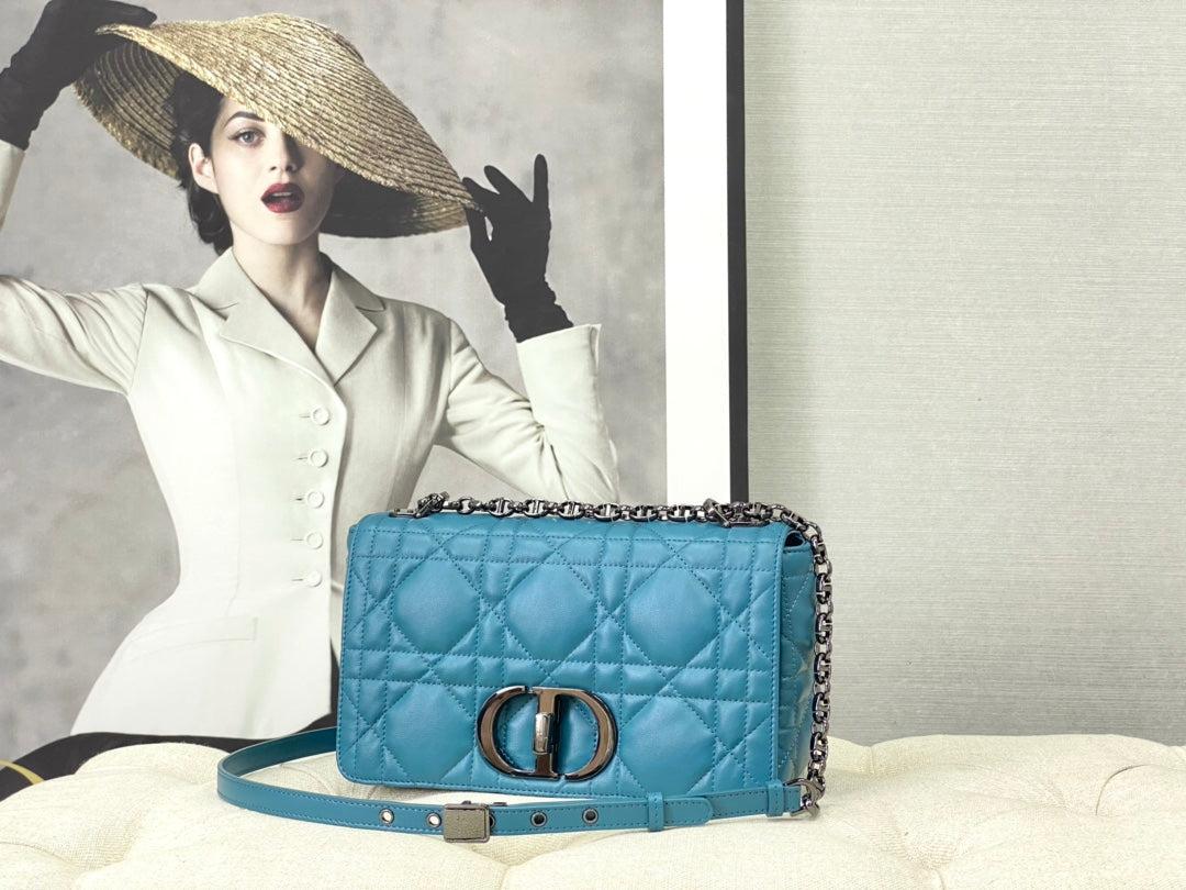 Dior Caro Medium Azure Blue Calfskin Quilted Bag - Image 6