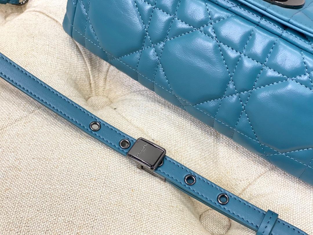 Dior Caro Medium Azure Blue Calfskin Quilted Bag - Image 7