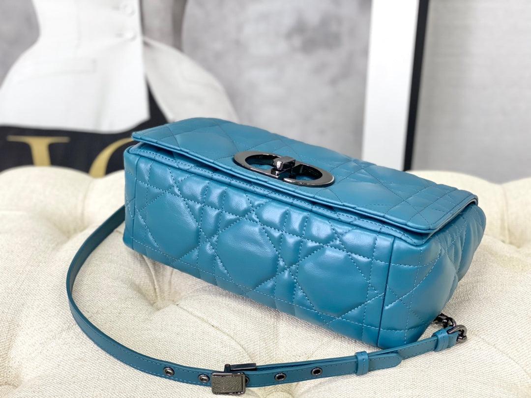 Dior Caro Medium Azure Blue Calfskin Quilted Bag - Image 8