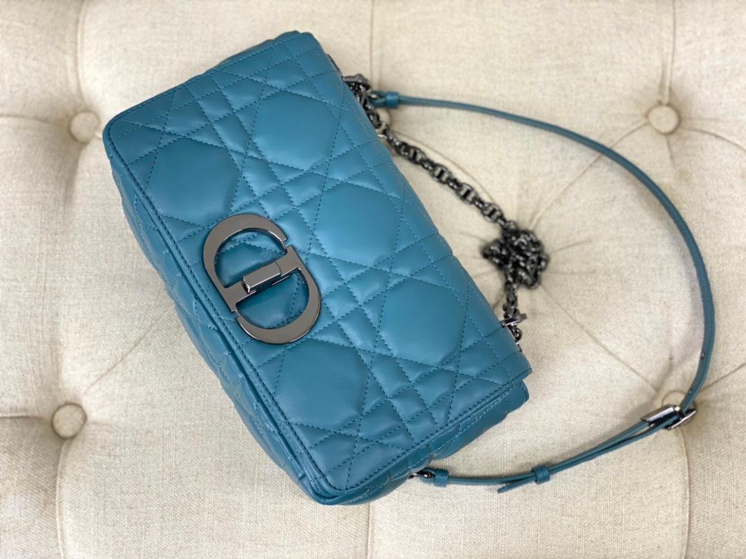Dior Caro Medium Azure Blue Calfskin Quilted Bag - Image 10