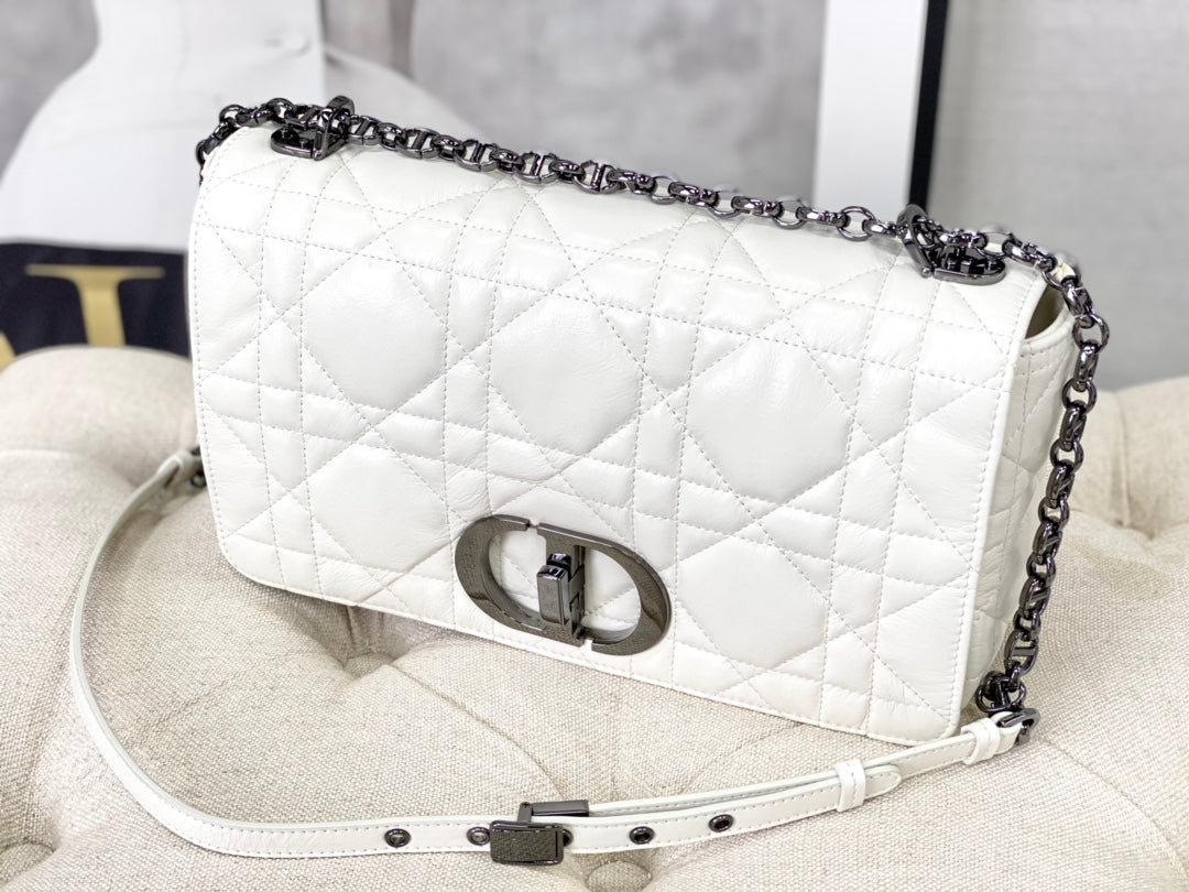 Dior Large Caro White Calfskin Black Hardware Bag - Image 2