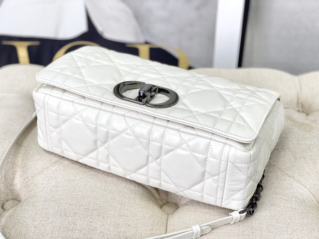 Dior Large Caro White Calfskin Black Hardware Bag - Image 4