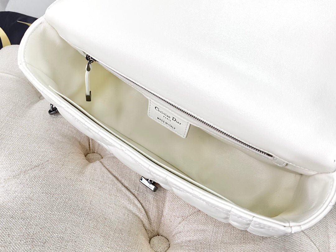 Dior Large Caro White Calfskin Black Hardware Bag - Image 6