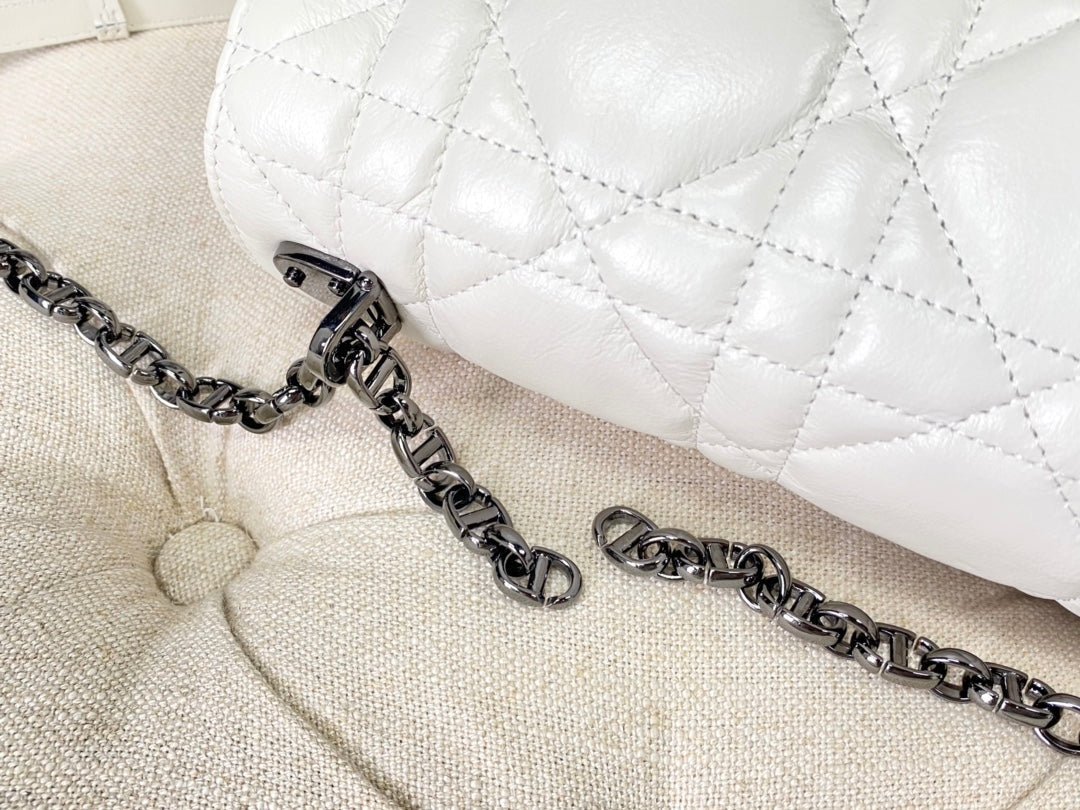 Dior Large Caro White Calfskin Black Hardware Bag - Image 9