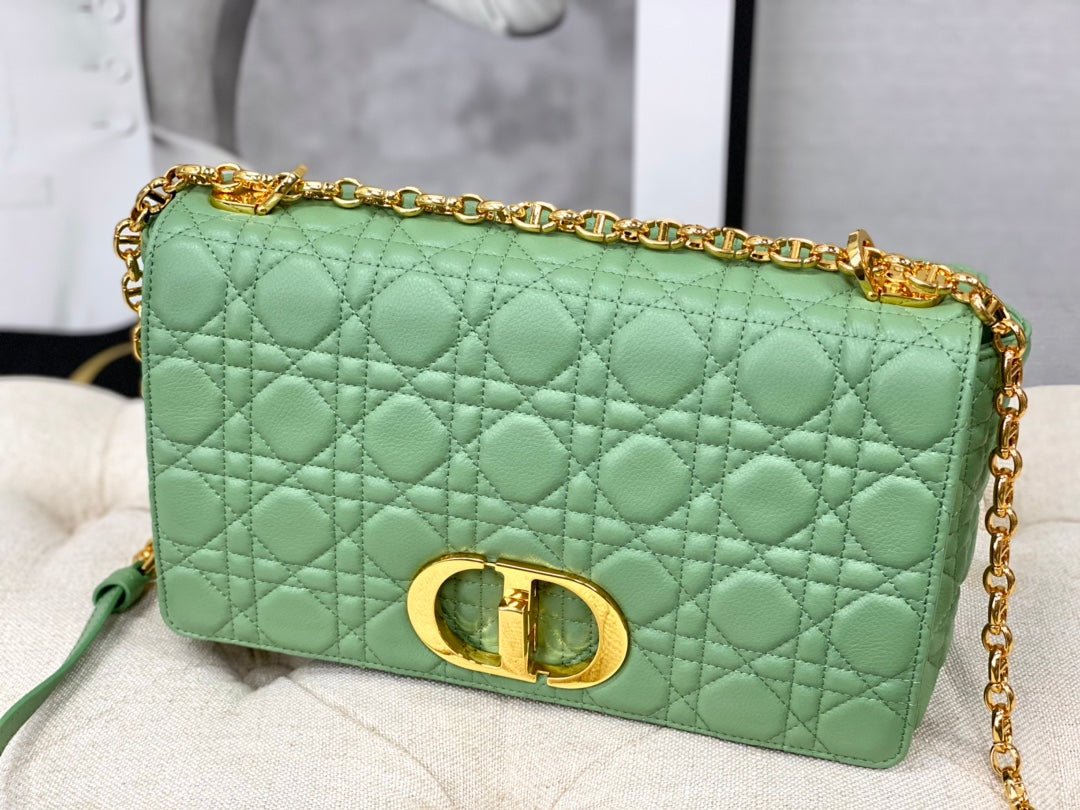 Dior Large Caro Light Green Calfskin Cannage Flap Bag - Image 3