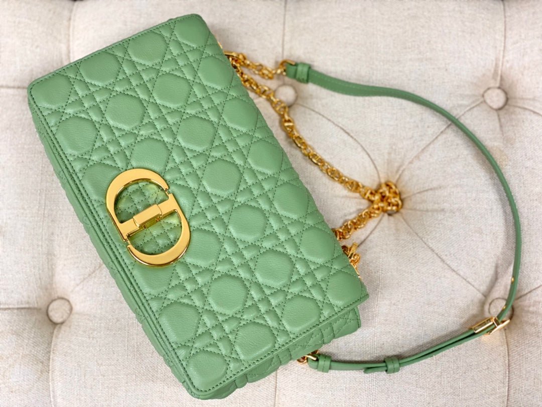 Dior Large Caro Light Green Calfskin Cannage Flap Bag - Image 6