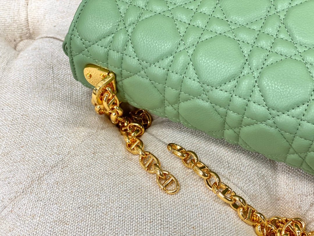 Dior Large Caro Light Green Calfskin Cannage Flap Bag - Image 7
