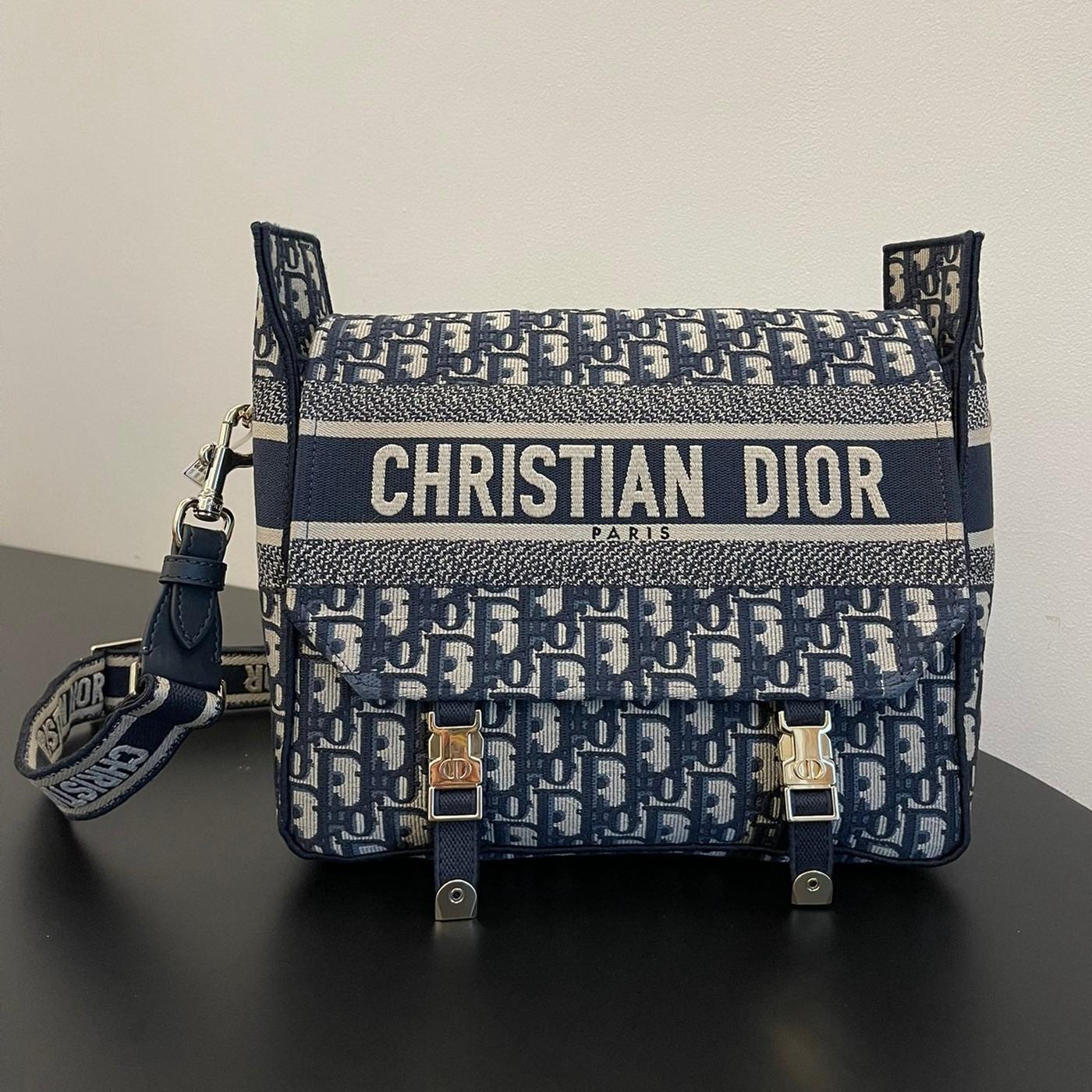 Dior Diorcamp Oblique Embroidery Bag Blue